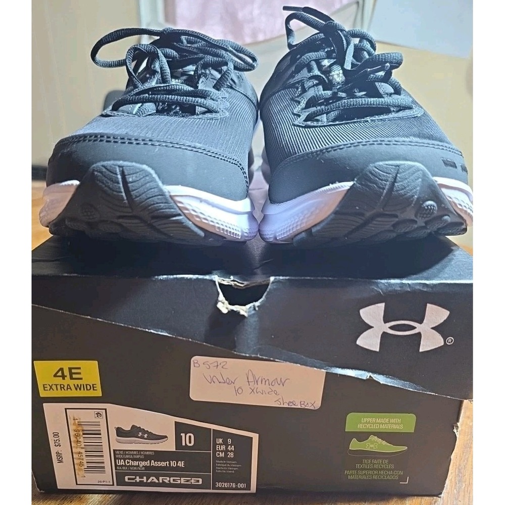 Under Armour Charged Assert 10 Sneakers Mens Black Low‎ Top - 10 EXTRA WIDE